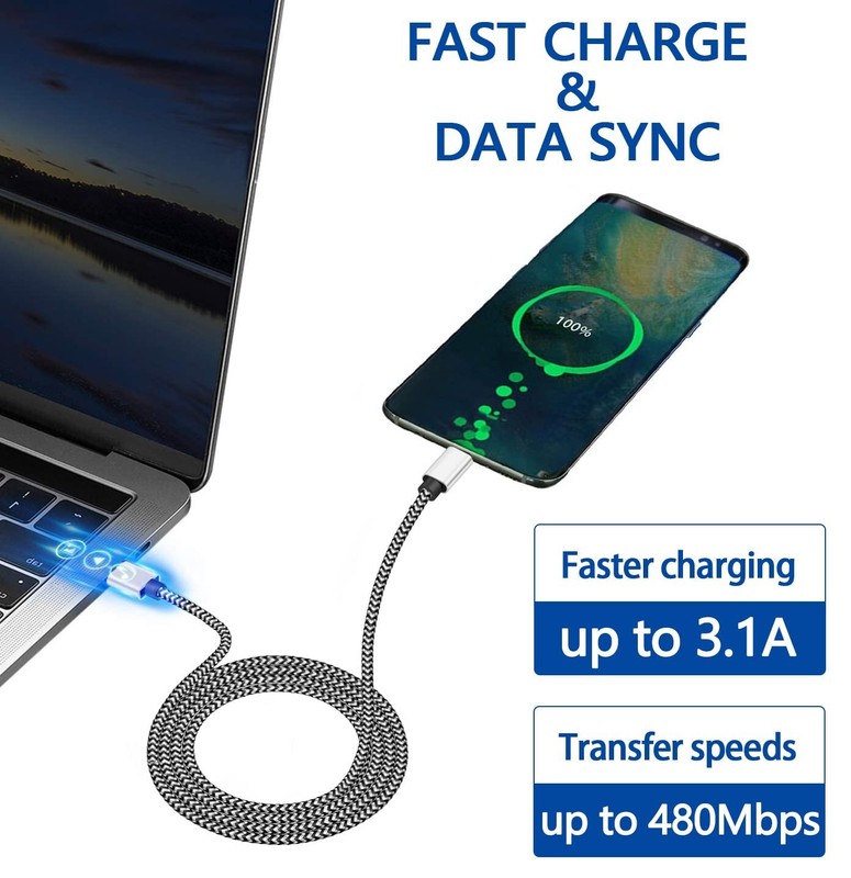 Braided USB C Type-C Fast Charging Data SYNC Charger Cable Cord 3/6/10FT LONG US gallery