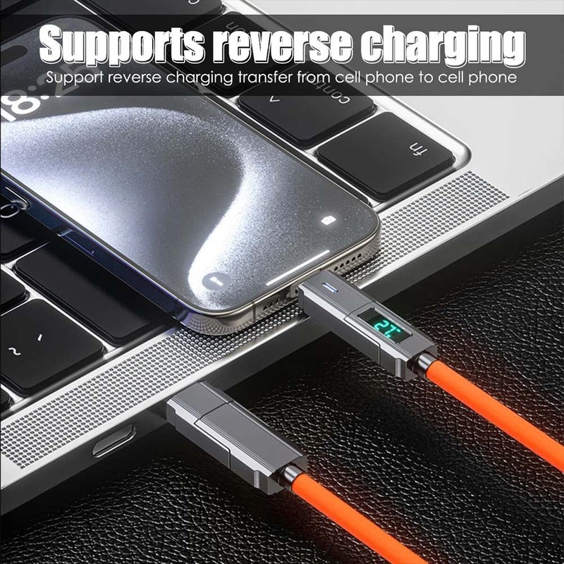 4 in1 Digital Display USB Type-C PD Fast Charging Cable 100W For iPhone Android gallery