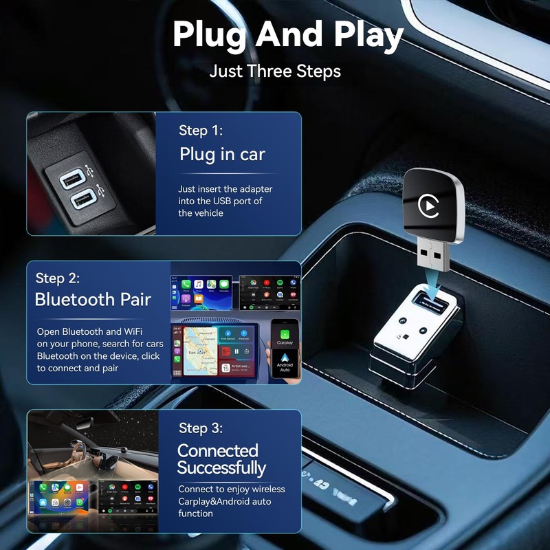 2026 Upgrade Wireless CarPlay Adapter for iPhone,2 in 1 for Apple Carplay and... gallery