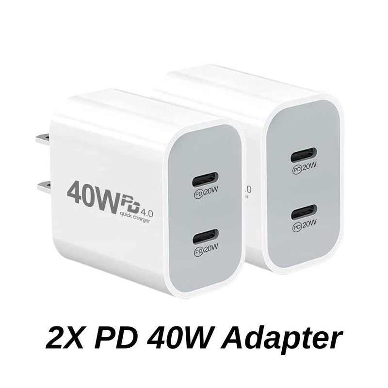 2X PD 40W Fast Wall Charger USB-C Cable For iPhone 17 16 15 14 13 12 11 XR iPad