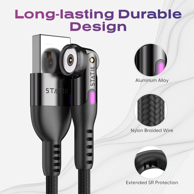 Statik 360 Magnetic Phone Charger 2nd Gen With Multi USB C Tips Cord Black gallery