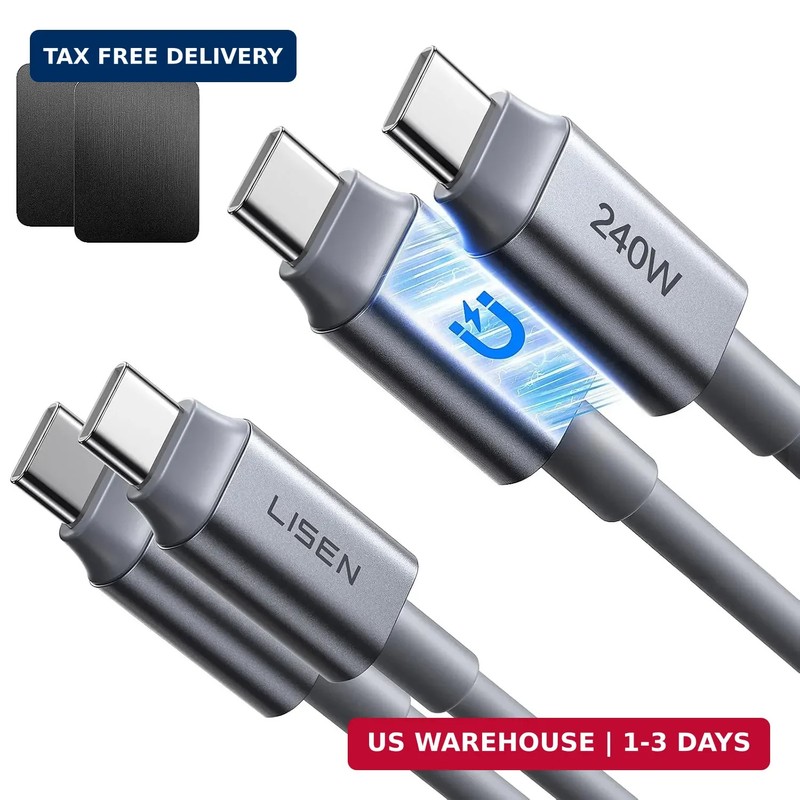 LISEN Magnetic USB C Cable,240W Fast Charging Cable Silicone Soft Durable USB C