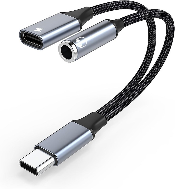 2 in 1 Type-C USB C to 3.5mm AUX Audio Headphone Jack Adapter Charger Cable New