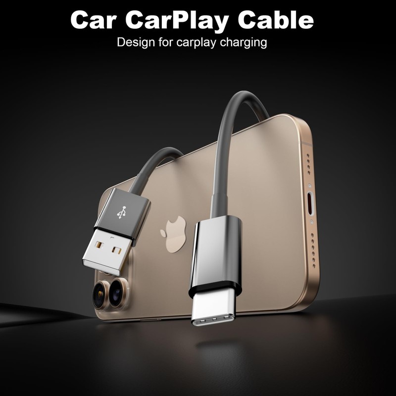 2 Pack USB A To C Cable For Apple iPhone 15 16 17 CarPlay 3FT Fast Charger gallery