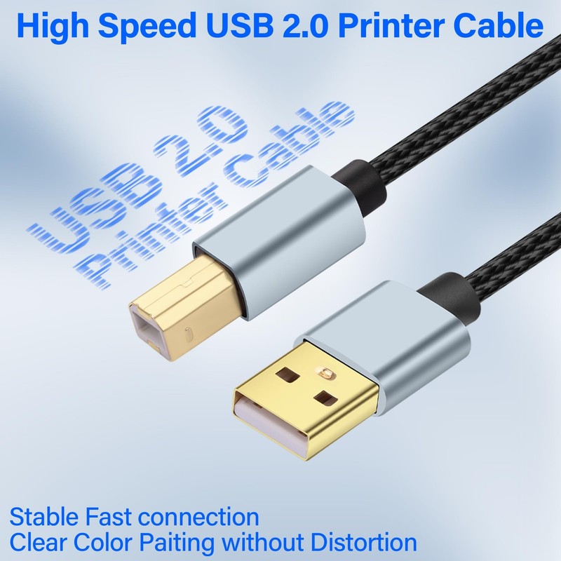 1 Ft USB A to USB B Printer Cable 2.0 Type A Male to B Male High Speed 2 PCS gallery