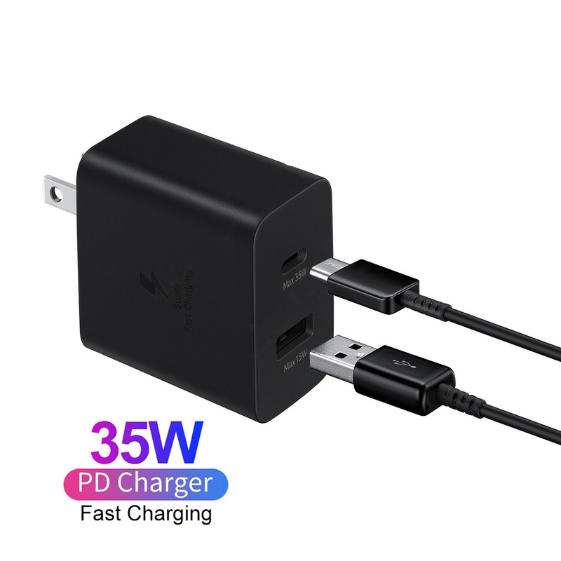 🔥 35W PD Power Adapter Duo Wall Charger w/ 2 USB-C Cables For Samsung TA220
