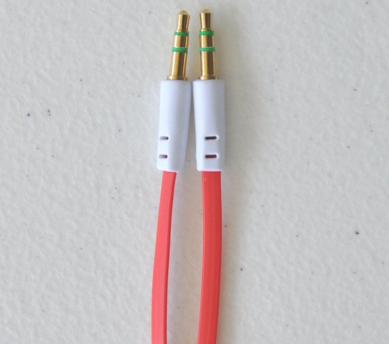 3.5MM AUX FLAT NOODLE stereo audio cable FOR Apple ipod car iphone 4 5 Samsung