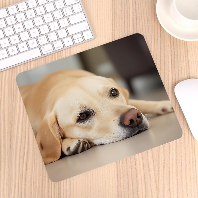 Gaming Mouse Pad Yellow Labrador Retriever is Waiting at Home Non-Slip Rubber... gallery