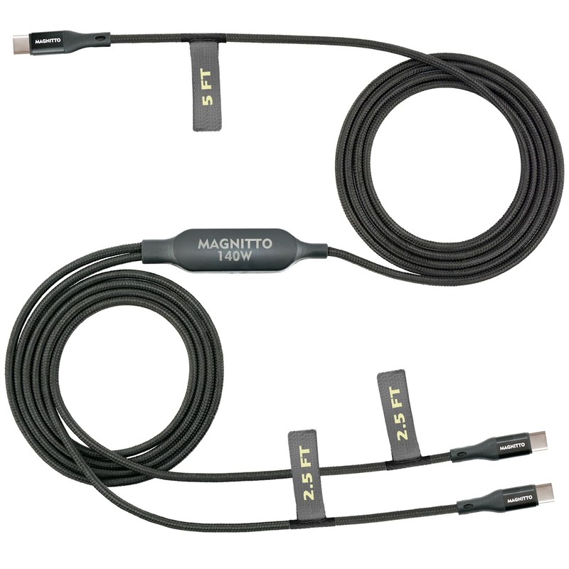 2-in-1 USB to USB Cable 140W, 7.5FT Long Dual USB-Splitter Charging Cord, Bra...