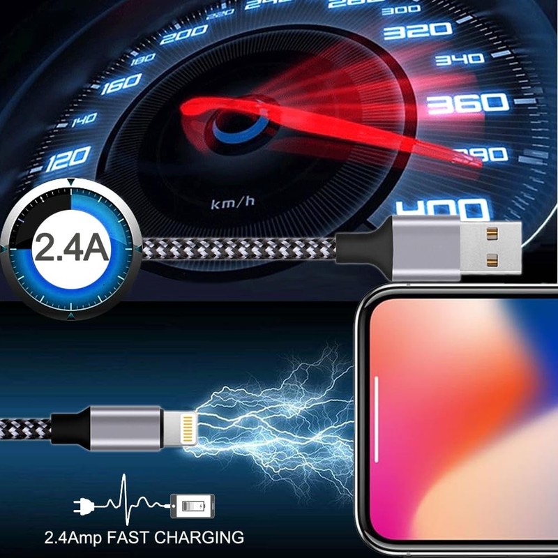 TAKAGI for iPhone Charger, [MFi Certified] Lightning Cable 3PACK 6FT, 6FT Red gallery