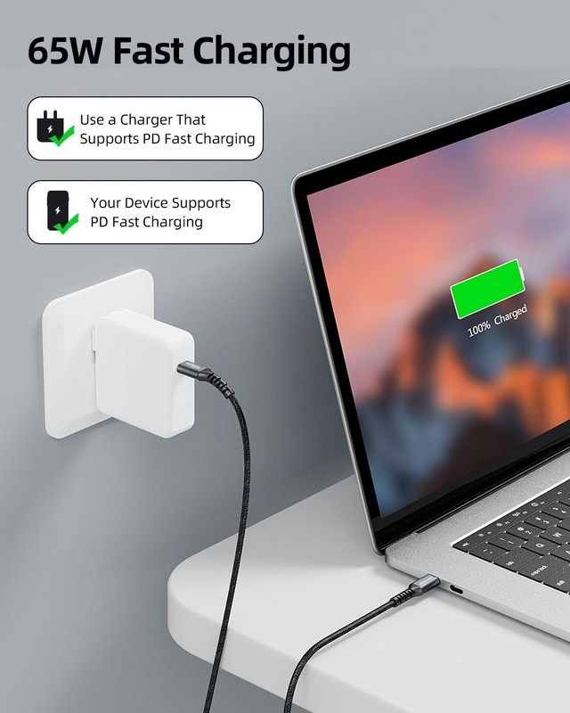 Short USB C to C Cable 0.5FT 3Pack, 6Inch USB-C 65W Fast Charging Cords for Sams gallery