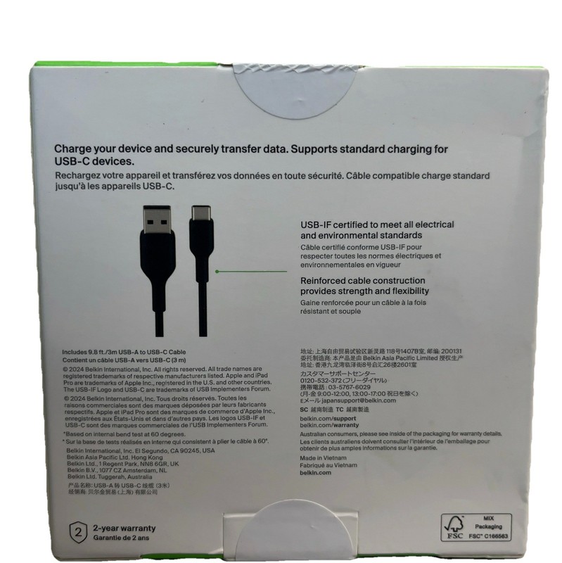 BoostCharge USB-A To C 3 m/9.8-Foot Cable, Black gallery