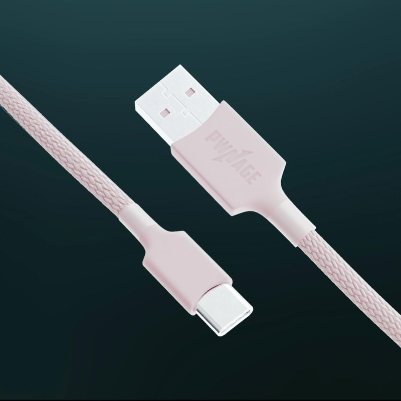 Coiled USB C Cable Pink for Gaming Keyboard and Mechanical Keyboard 1.8M USB A gallery