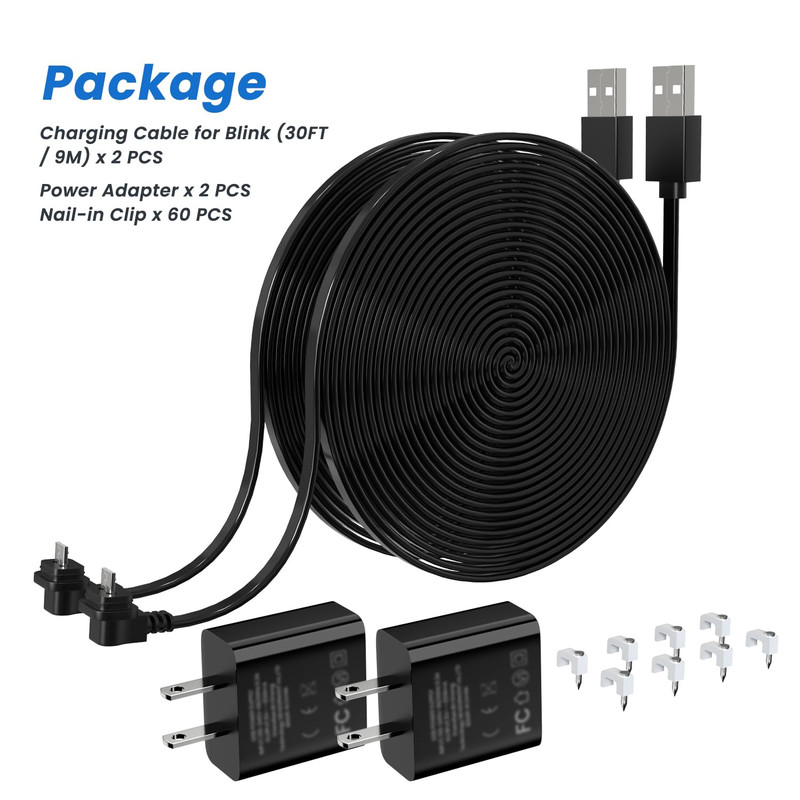 2-Pack 30Ft Power Cable with Charger for Blink 3rd Gen & XT/XT2 Cameras Weatherp gallery