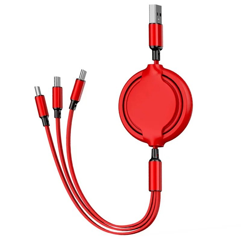3-in-1 Retractable USB Charging Cable for iPhone Android Type-C | Fast & Durable