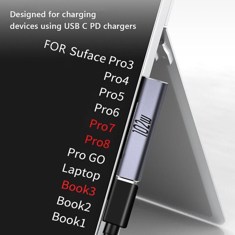 Type C PD Fast Charging Converter Charger Adapter For Microsoft Surface Black gallery