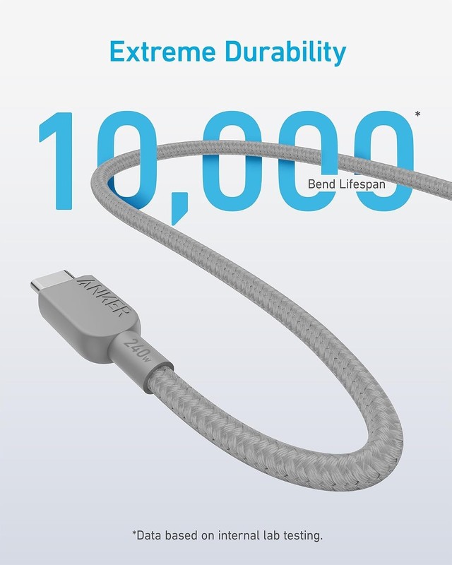 Anker USB C to C Cable (2Pack, 10FT),240W Type-C Fast Charging 10ft, Grey gallery