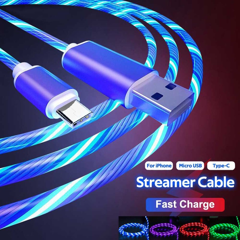 3 in 1 LED Fast Charging Cable Cell Phone Charger Cord For samsung Type-C USB gallery