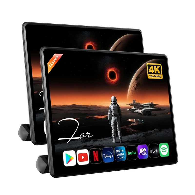 13.5" Android Car TV Headrest Monitor for Back Seat with 4G RAM+64G ROM, Wire...