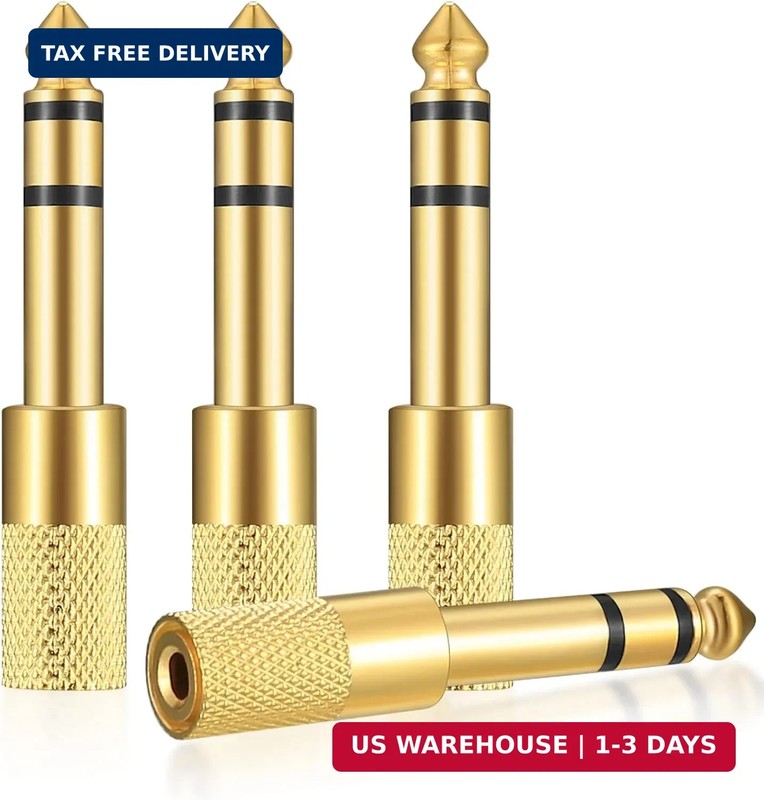 4 Pcs 6.35mm (1/4 inch) Male to 3.5mm (1/8 inch) Female Stereo Headphone Adapter