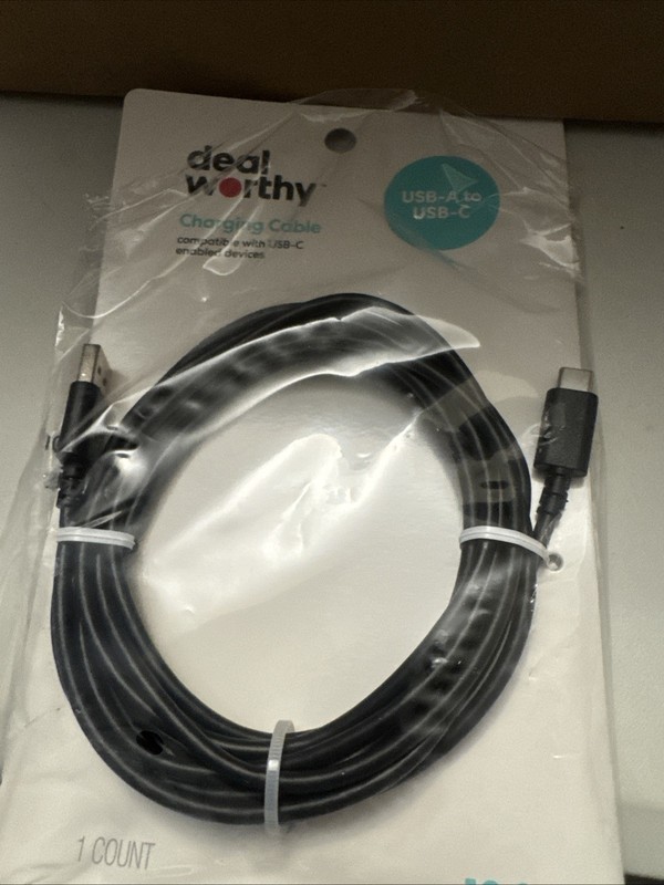 Deal Worthy Black Charging Cable USB-A to USB-C 10ft
