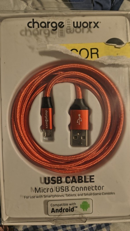 Chargeworx 6ft Orange Braided Micro USB Cable for Android Durable