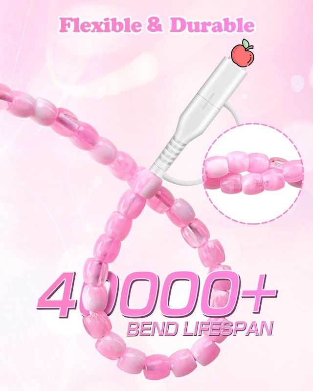 2 in 1 USB Cable for iPhone Beaded Charging Cord 6.6FT Stylish Cute Beaded Ch... gallery
