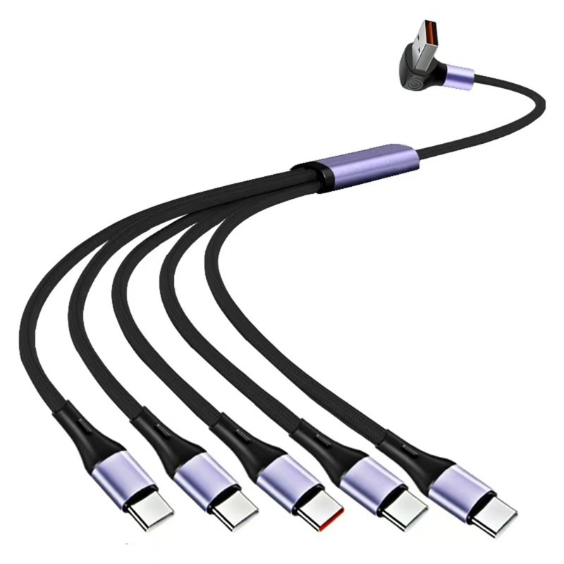 60cm/150cm Multi Charging Data Cable USB A to 5 Port Type-C 5 Pin Male Cord