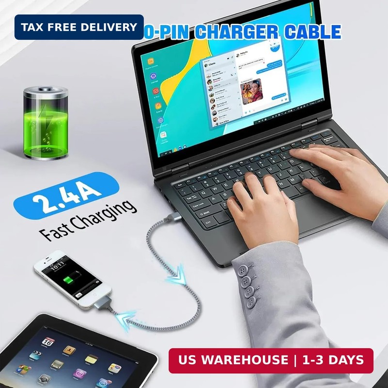 30 Pin to USB C Adapter Ipod Charger Nylon Braided Fast Charging Data Cord Next. gallery