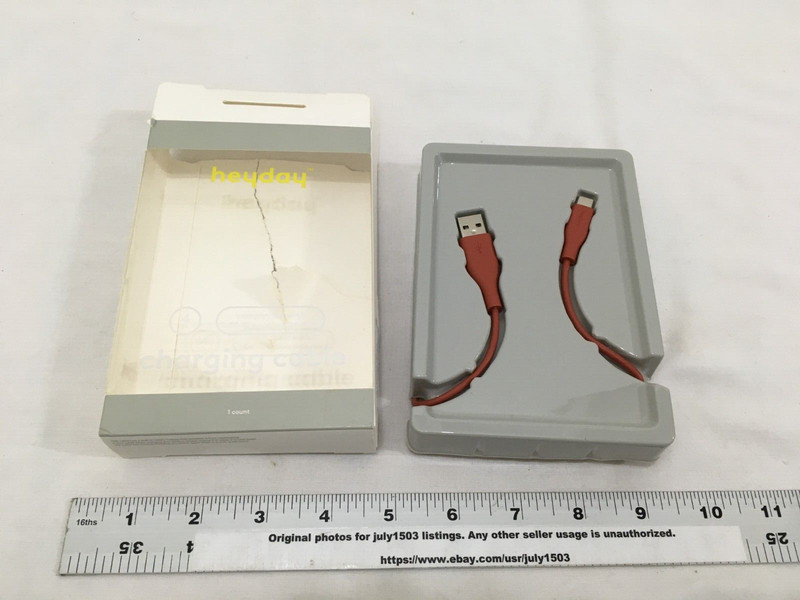 (1) NEW Heyday 4-ft Charging Cable – USB-C to USB – RED/ORANGE (ob)