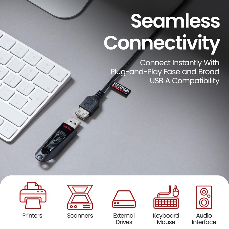 rhinocables USB 2.0 A-A Extension Cable | High-Speed Data Transfer (480mbps) ... gallery