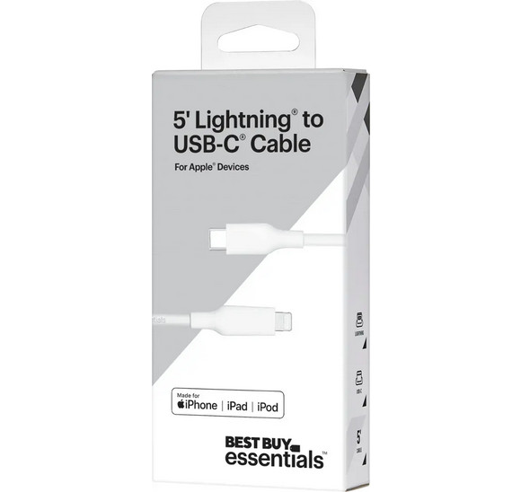 Best Buy Essentials MFi Certified 5′ Lightning to USB-C Charge and Sync Cable