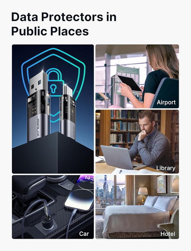 USB Data Blocker & USB C Data Blocker (4-Pack), Transparent Type a & Type C Data gallery