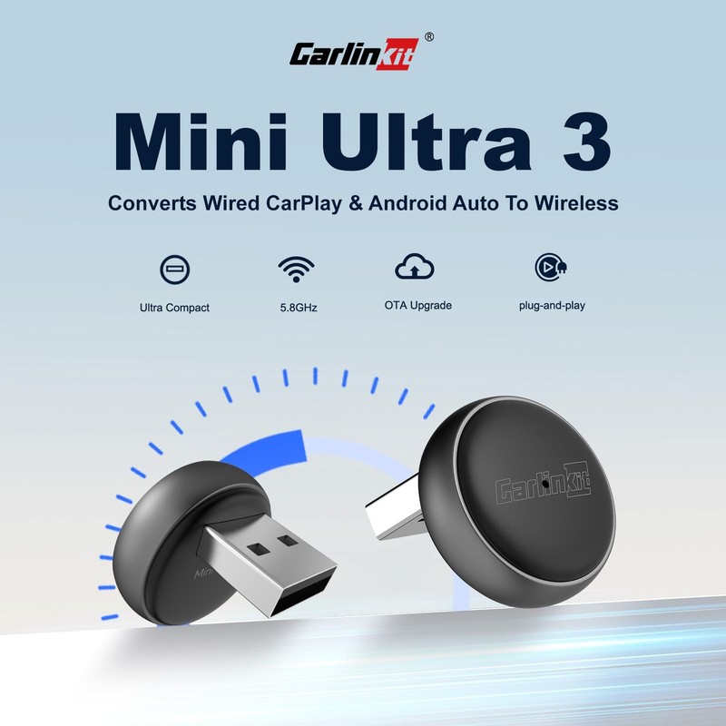 Mini Ultra 3 Wireless CarPlay & Android Auto Adapter, Convert Factory Wired t... gallery