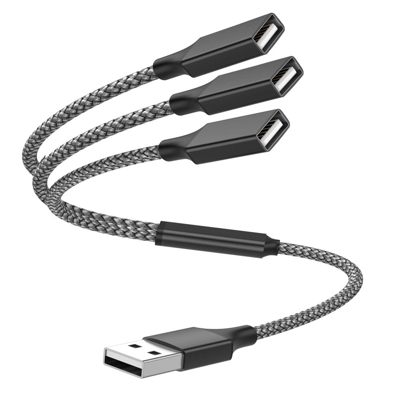USB Y Splitter 1 in 3 Out 1Ft/30cm, USB Male to 3 Female Cable for PC/Laptop/…