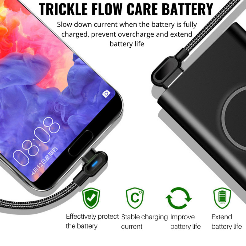 90 Degree Angle Fast Charging Cord USB Charger Cable For iPhone 14 13 12 11 XR 8 gallery