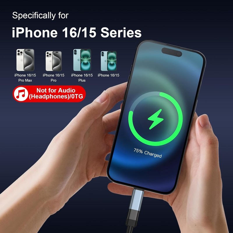 3 Pack Lightening Female to USB C Male Adapter Compatible for iPhone 17/17 Air/1 gallery