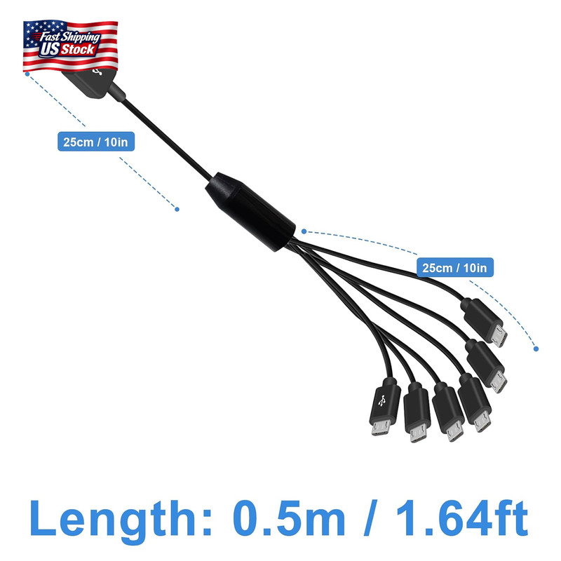 Poyiccot Micro USB Splitter Cable, Multi 6 in 1 USB 2.0 Type a Male to 6 Micro U gallery