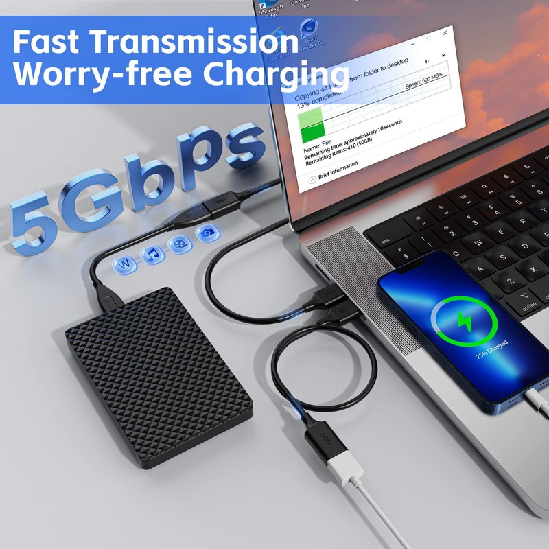 7FT USB 3.0 Extender Cord (3 Pack) - A to Female, with Flash Drive, Hard Driv... gallery