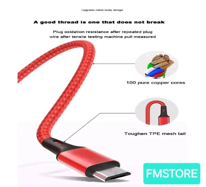 3 IN 1 REINFORCED BRAIDED WIRE CHARGING CABLE 120CM FOR MOBILE TABLET #L0 gallery