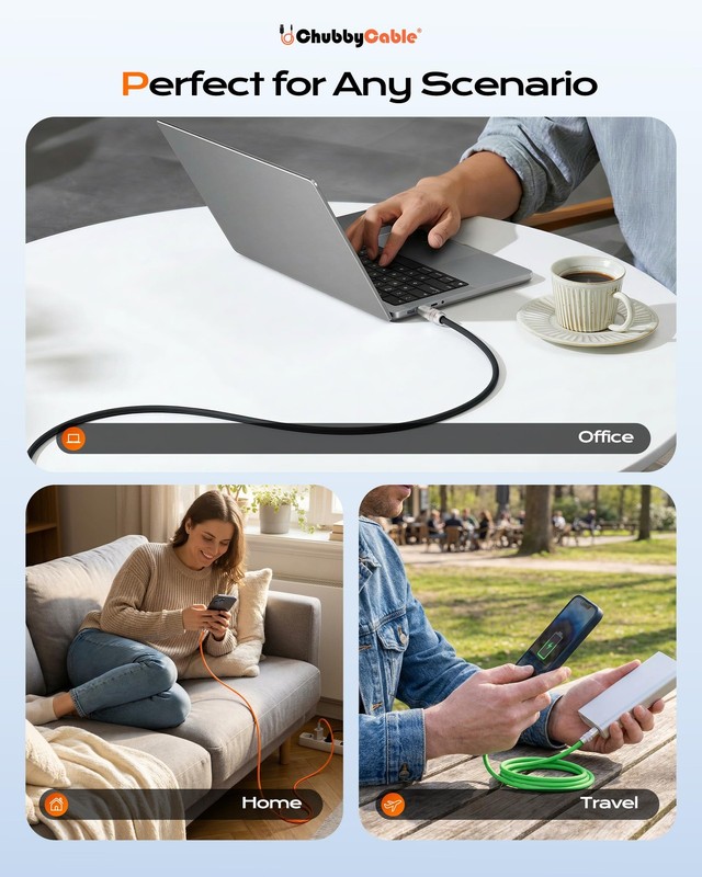 chubbycable Chubby 2.0 USB C 240W Fast Charging Cable Silicone Soft Durable U... gallery