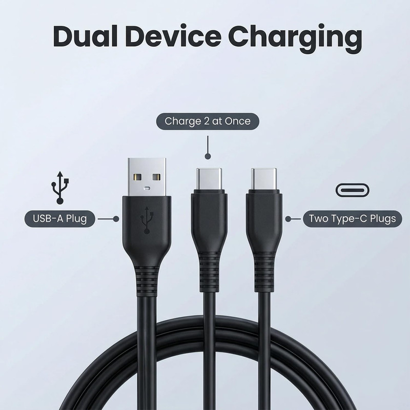 USB C Splitter Cable 3FT Dual Charging Cord Type A to USB C for Phones Tablets gallery