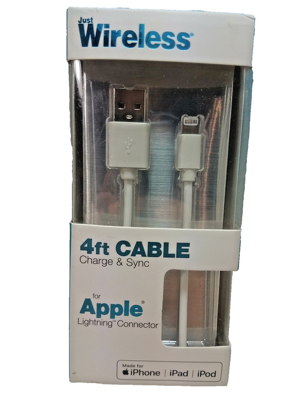 Just Wireless ~4 Ft Cable ~Charge & Sync ~Made For IPhone / IPad / IPod