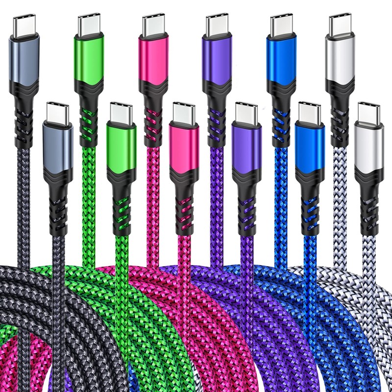 USB C to USB C Cable 6ft, [6Pack] 60W/3A Type C to C Charger Braided Cord Com…