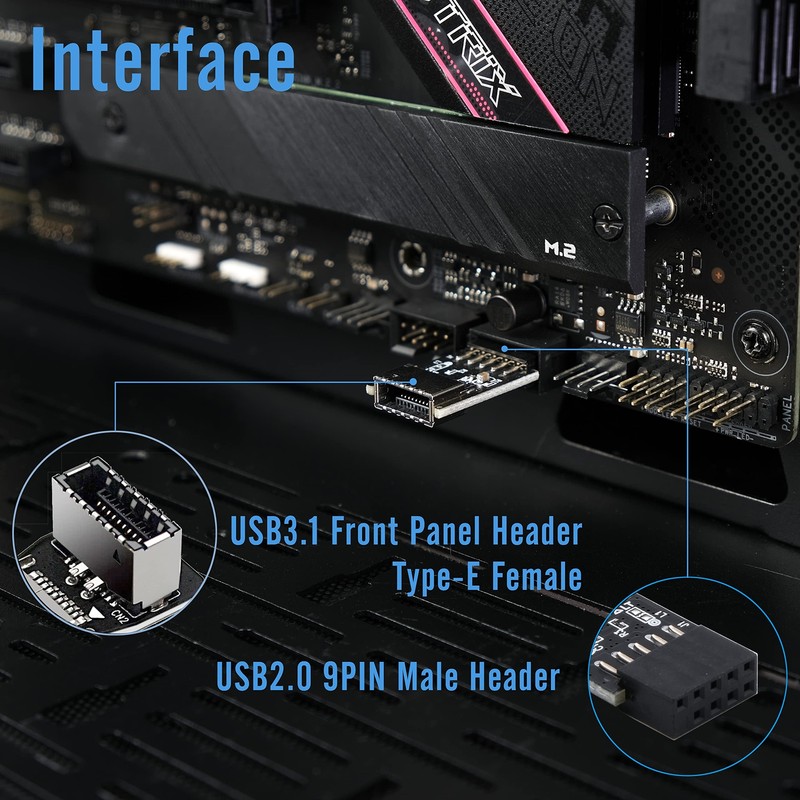 USB 2.0 Internal Header to USB 3.1 Type-C 20-Pin Front Panel Adapter gallery