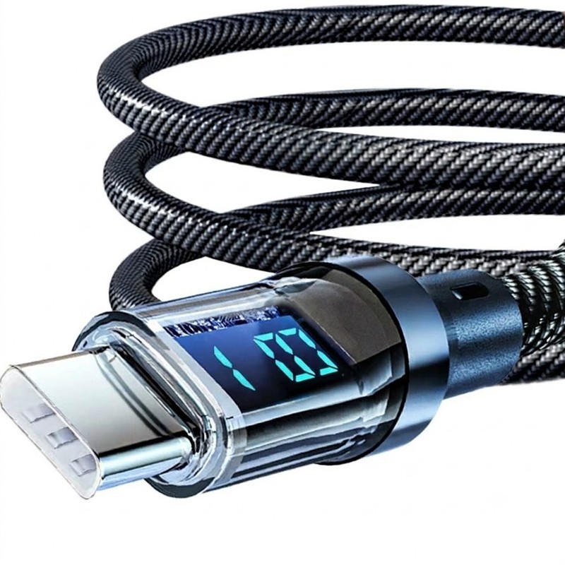 120W LED Display USB C Cable Fast Charging Braided Nylon iPhone 16 15 Samsung 1M
