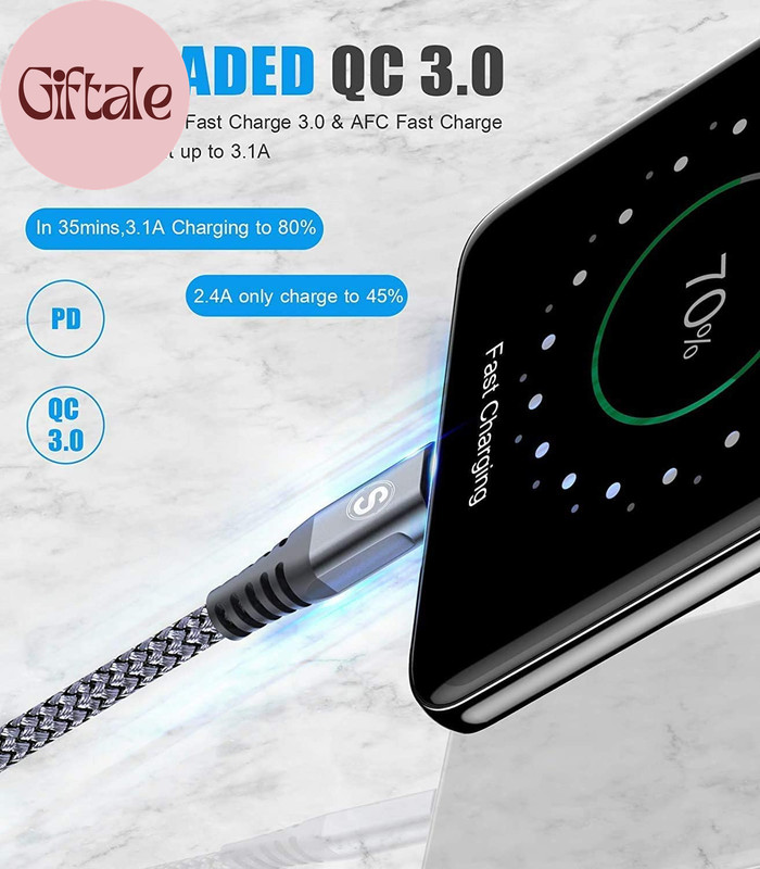 USB Type C Charger Cable [3-Pack,10Ft+6.6Ft+3.3Ft] Iphone 15 Charger Nylon Braid gallery