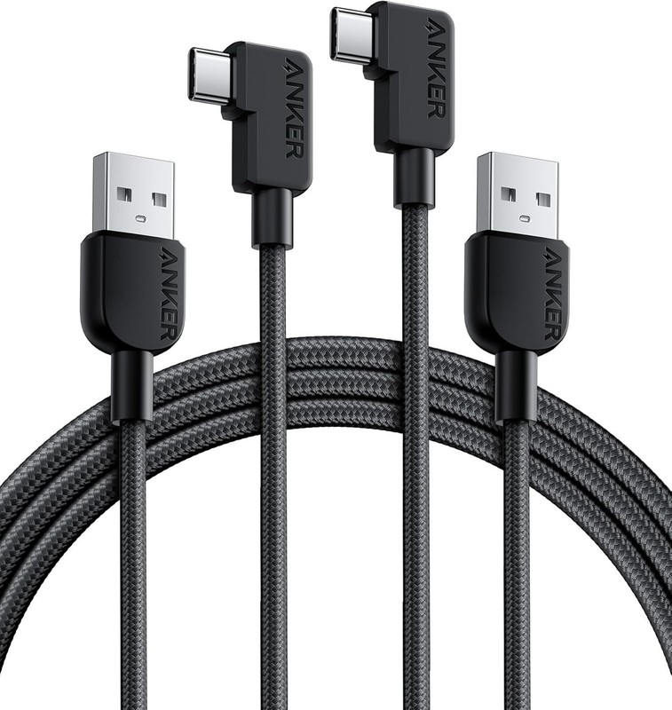Cable [2 Pack 6FT], Right Angle USB a to USB C Braided Cable, Durable 90 Degree