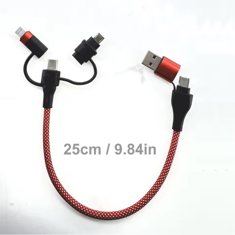 65W 5-in-1 Multi Charging Cable USB-C Fast Charge Nylon Braided_2Pack(Black+Red) gallery