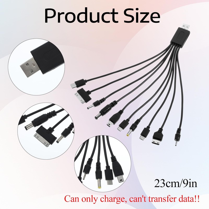 10 in 1 USB Cables, Universal USB to Multi Plug Cell Phone Charger, Universal... gallery